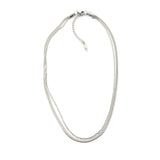 Διπλό κολιέ με ασημένια αλυσίδα και πλέξη φιδιού