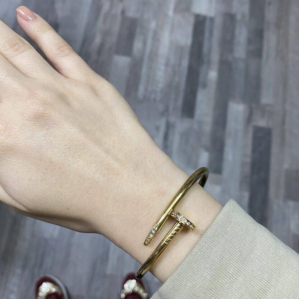 Ασημί Βραχιόλι "Καρφί" με Κρύσταλλα