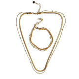 Златист Комплект Мека Гривна и Колие- Змийска Плетка