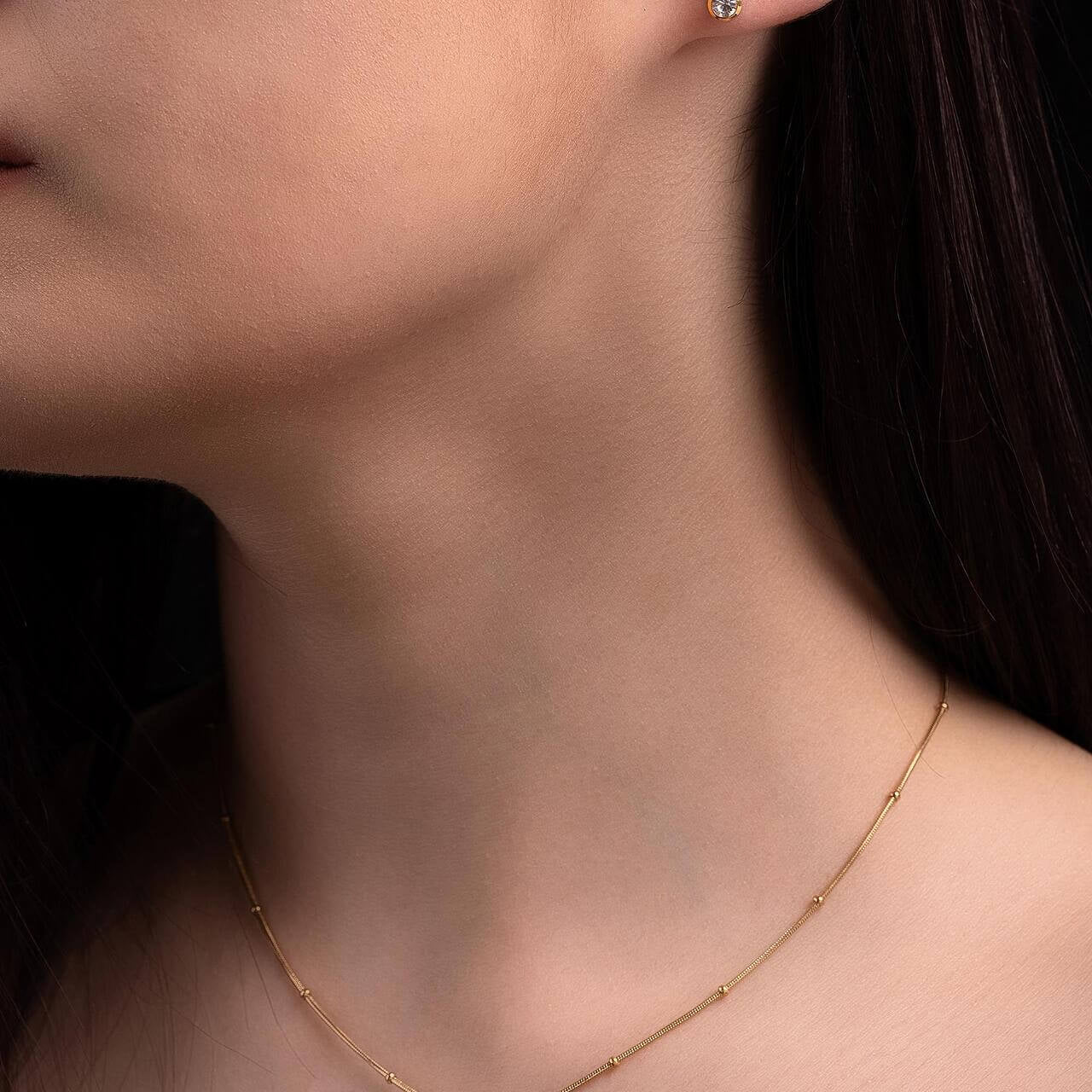 Σετ με λαμπερή πέτρα - σκουλαρίκια και κολιέ 2 χρωμάτων