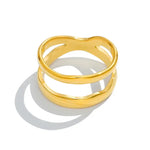 Златист пръстен Liberta с 18К златно покритие, модерен и елегантен дизайн, размер 6.