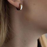 Минималистични обеци със седеф в златист цвят, подходящи за всекидневна и специални поводи.