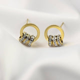 Златисти обеци с чарм камъчета