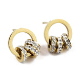 Златисти обеци с чарм камъчета